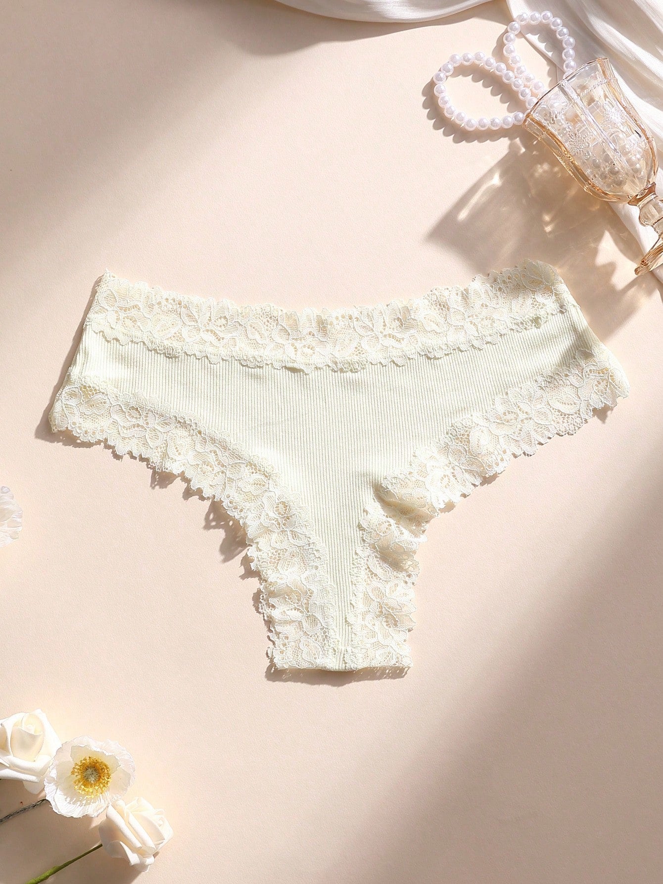 Paquete de 5 bragas tipo tanga de mujer con encaje y parches, suaves, transpirables y cómodas, adecuadas para yoga, deportes y uso diario