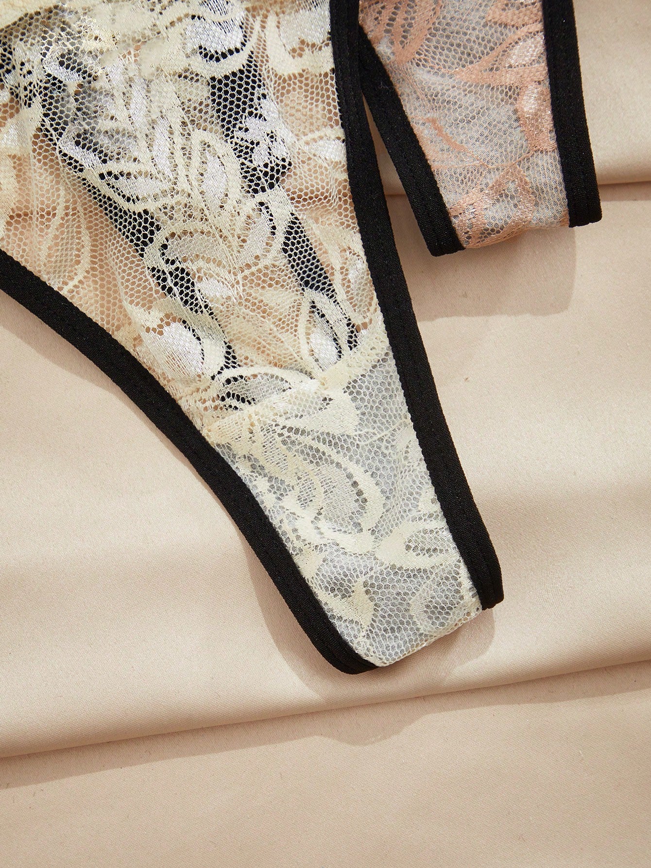 Set de 5 tangas de encaje sexy para mujer, ropa interior romántica para damas