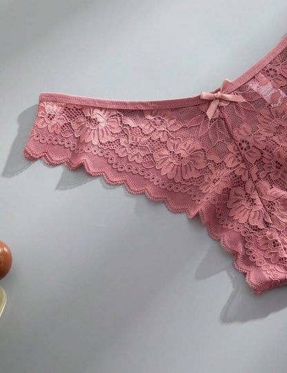 12 piezas/Paquete Bragas elegantes y cómodas con ribete de encaje para mujeres