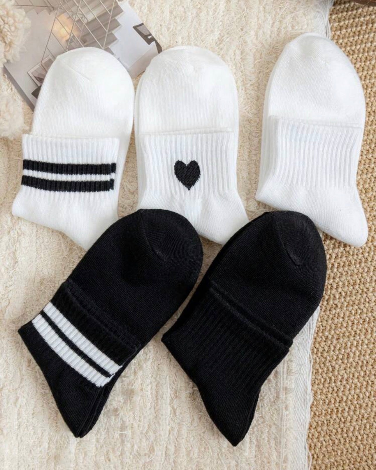 5 pares de calcetines versátiles a media pantorrilla, de estilo casual y minimalista