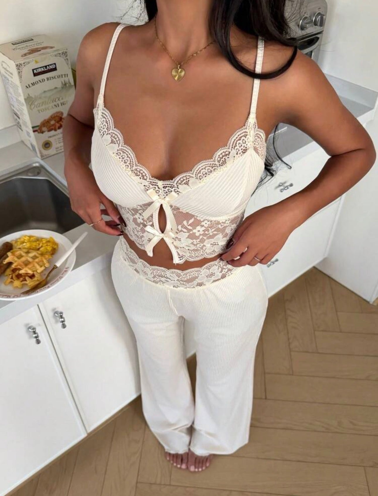 Conjunto de pijama con lazo, ropa de dormir de verano