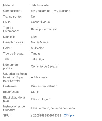6 piezas Tanga sin costuras sexy de mujer con mariposas de colores múltiples, ropa interior cómoda para uso diario