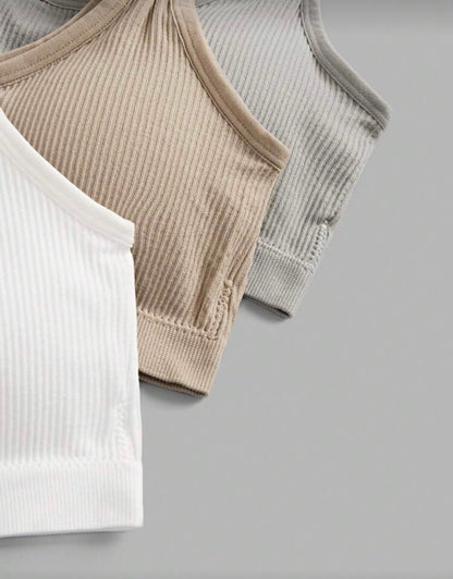 Sujetadores deportivos de verano de color liso, sin costuras y con cuello asimétrico (paquete de 6)