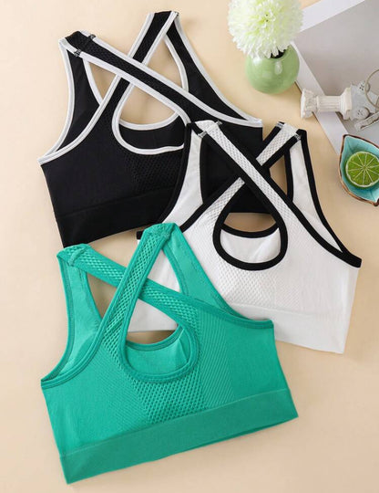 Set de 3 sujetadores deportivos para mujer con tirantes cruzados, adecuados para yoga, fitness y correr, pueden usarse como ropa exterior